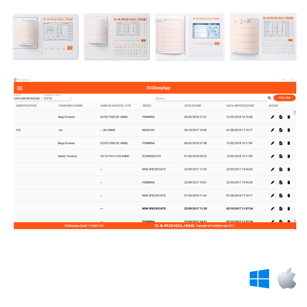 Software ECGEasyApp per ECG a riposo Cardioline 100L / 100S / 200L / 200S