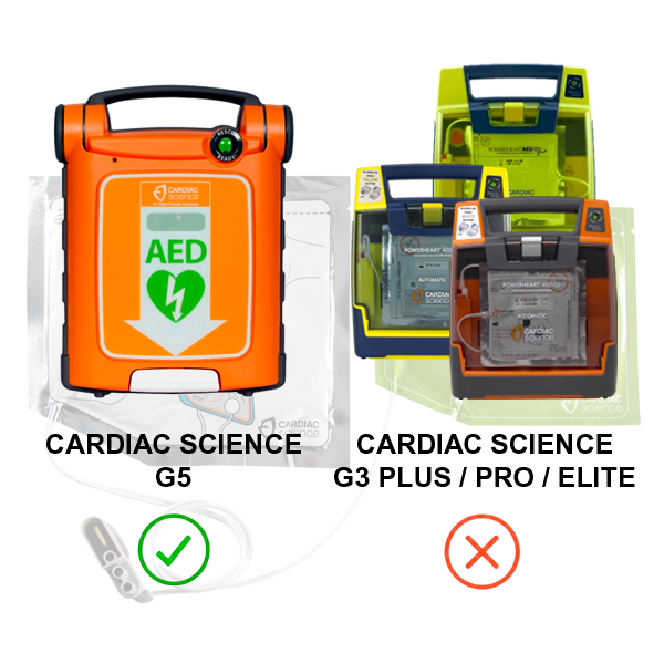 electrodes adultes pour cardiac science powerheart g5 avec capteur rcp