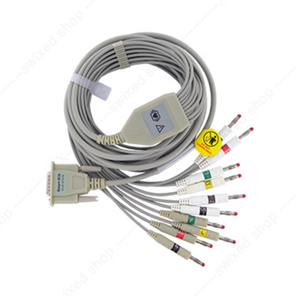 Edan SE-301 / SE-3 / SE-601 / SE-1201 / SE-12 – Câble ECG 10 fils avec connecteurs banane 4 mm