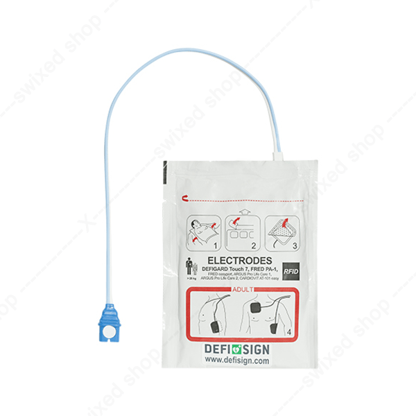 DefiSign Life / Schiller PA-1 – Électrodes adultes pré-connectées avec étiquette RFID pour DAE